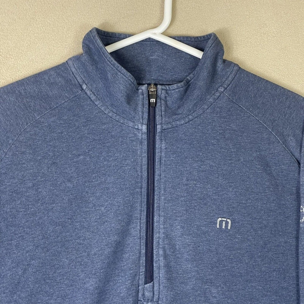 Travis Mathew Sweater Mens Extra Large Blue 1/4 Zip Pullover Sweatshirt Golfing - Picture 2 of 11